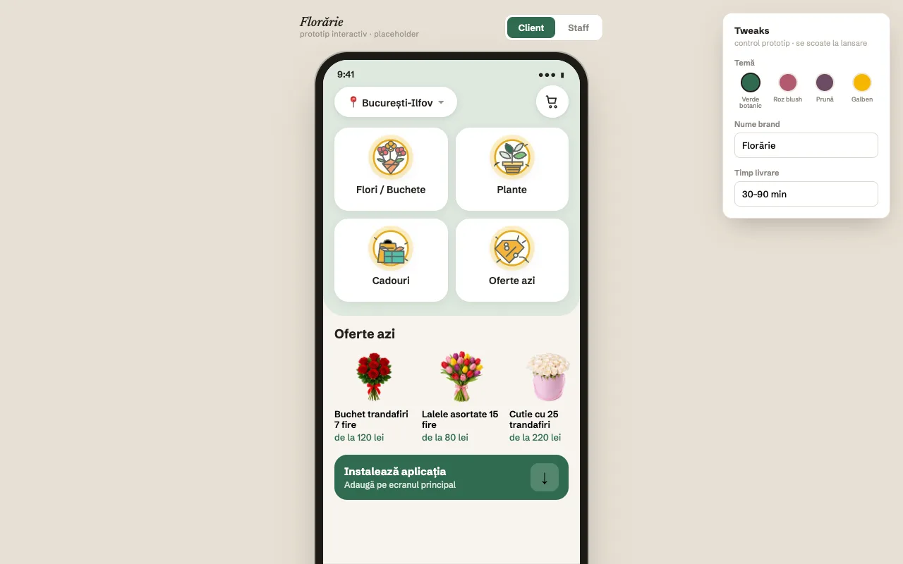 Demo Flower Express pe desktop