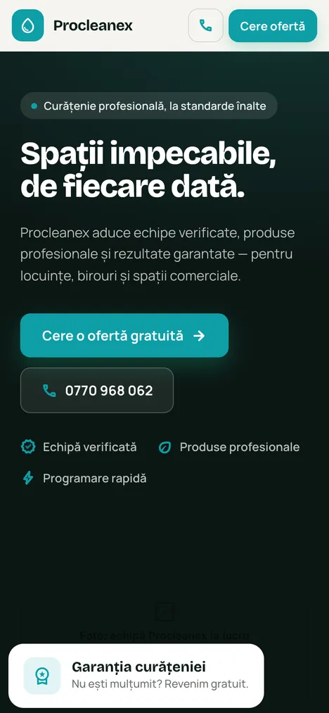 Demo Procleanex pe telefon