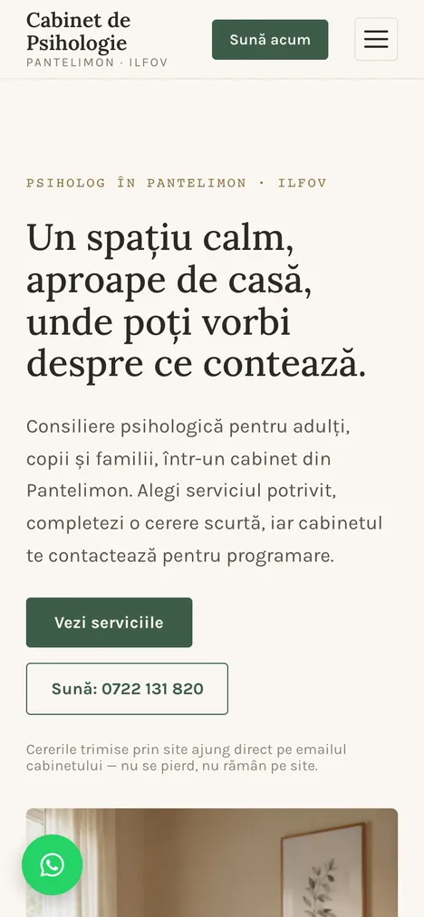 Demo cabinet de psihologie pe telefon